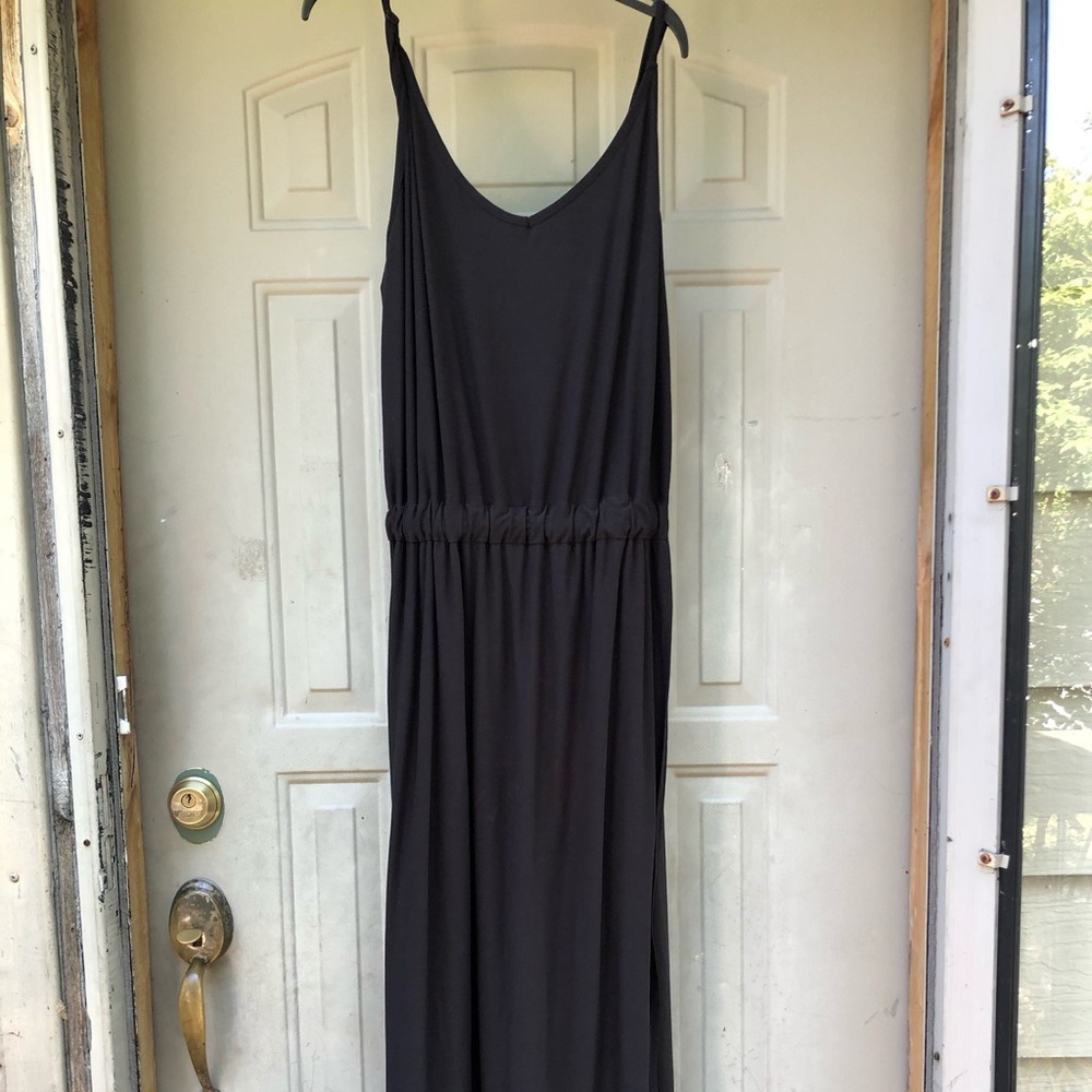 Long tall slit built in shorts black dress